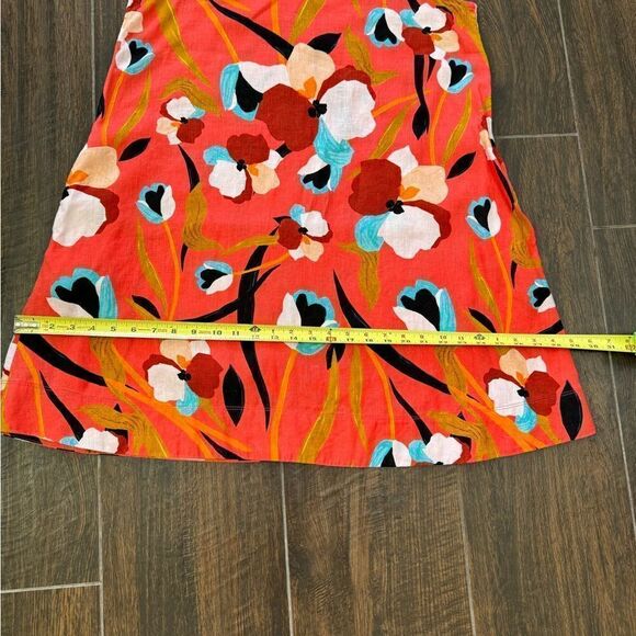 Sigrid Olsen orange floral mini linen trapeze dress with pockets. Sz M - Picture 11 of 16